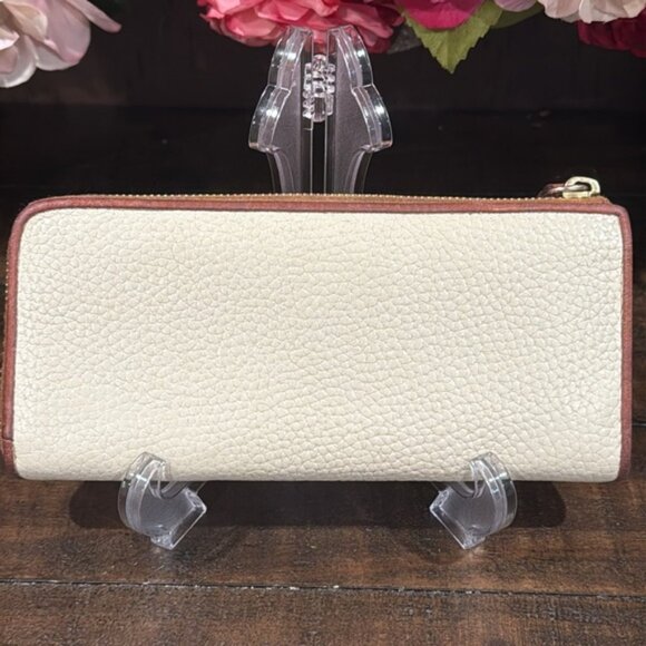 Dooney & Bourke Ivory & Tan Italian Pebble Grain Leather Zip Clutch/Wallet (EUC) - Picture 6 of 14